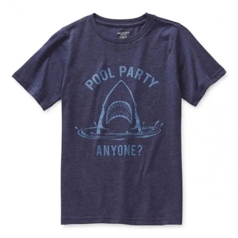 Arizona Jean Company Boy’s Blue POOL PARTY ANYONE Shark Short Sleeve Tee XS 6/7